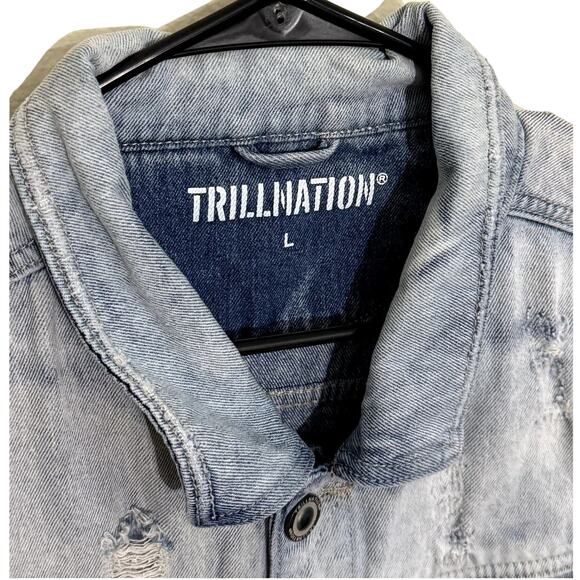 TRILLNATION MENS BLUE DENIM VEST SIZE LARGE - Picture 3 of 10